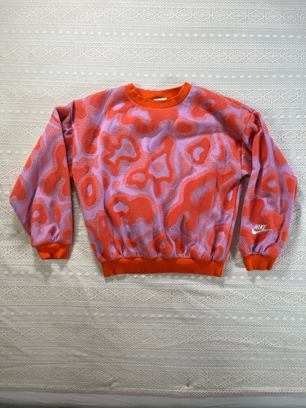 Nike Orange & Pink Patterned Crewneck Sweatshirt